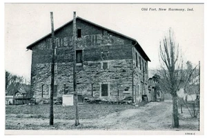 Old Fort New Harmony Indiana Vintage 1945 Postcard Historic Landmark - Picture 1 of 2