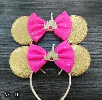 2 Pack HANDMADE Disney Parks Cinderella Magic Mirror Minnie Ears Gold Headband Foto 1 de 3