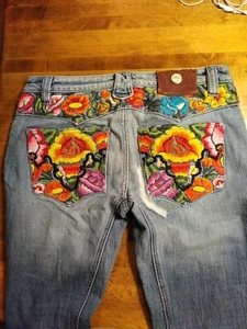 EPC ANTIK jeans embroidered distressed bootcut denim 28 USA - Picture 1 of 15