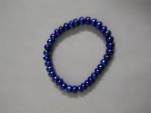 Stretch Bracelet Freshwater Button Pearls Royal Blue Jewelry Natural Stone #893 - Picture 1 of 2
