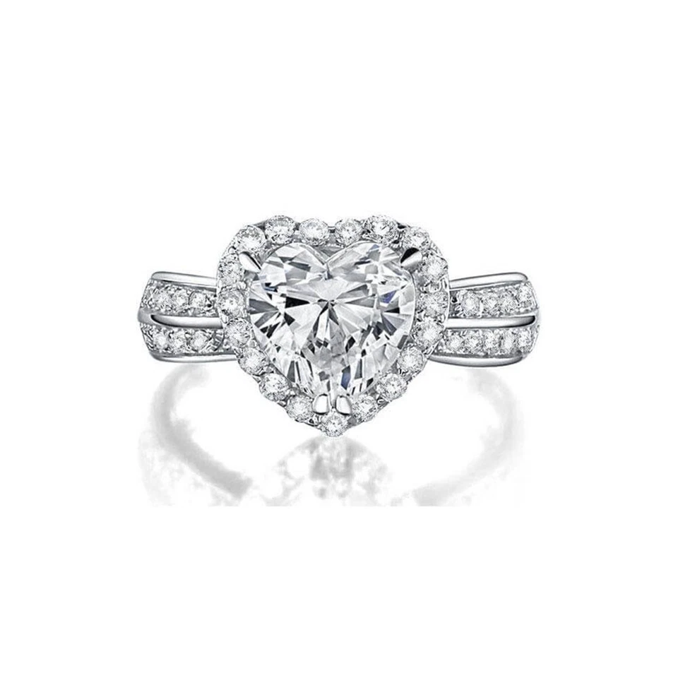 Anillo de boda de eternidad de plata esterlina 925 enchapado en circonita cúbica para mujer tallas 6-9 Foto 1 de 2