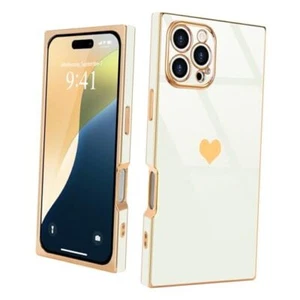 for Case Rectangle for Women Girls Cute Love Heart iPhone 16 Pro Max White - Picture 1 of 8