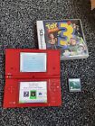 Red Nintendo Dsi Handheld Console With 3 Games