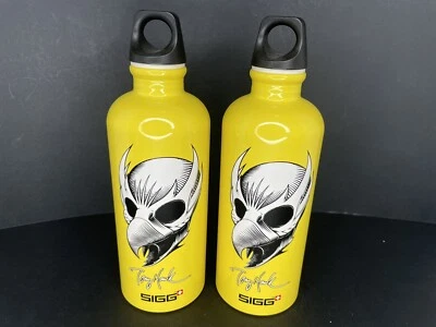 2 botellas de agua Sigg Tony Hawk Bird Man Skater soporte amarillo para bebidas 20 oz Foto 1 de 4