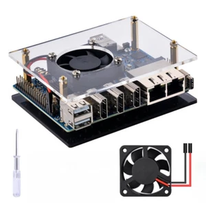 Orange Pi 5 Plus Acrylic Case Starter Kit Transparent Shell with Fan Power - Picture 1 of 12