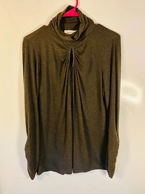 Dressbarn XL Cut Out Open Front Grey Gray Thin Sweater Turtle Neck New Tags - Image 1 of 4
