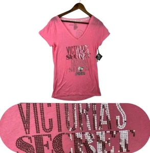 Victoria's Secret Supermodel Essentials 2012 Tee Shirt Womens L Pink Sequin - Picture 1 of 15