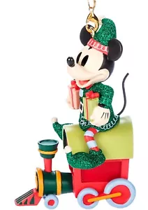 2024 Disney Christmas Elf Mickey Mouse Presents On Train Ornament New - Picture 1 of 3