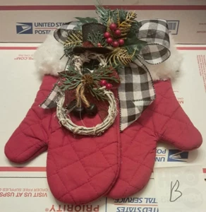 GUANTES DE HORNO DECORACIÓN DE PARED NAVIDAD APROX 12"W X 12"L HECHOS A MANO PERSONALIZADOS "B" UB10 - Imagen 1 de 2