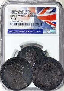 Brit India 1861 Original Silver Proof Pattern Rupee NGC PF-62. Ex-British Collct - Picture 1 of 1
