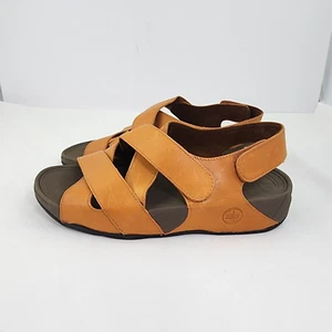 Herren 11 FitFlop Lexx hellbraun Leder überkreuzte Knöchelriemen Fischer Sandalen - Bild 1 von 10
