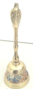 Antique Solid Brass Bell Indian hindu temple puja ghanti, prayer bell Painted 5" - Picture 1 of 2