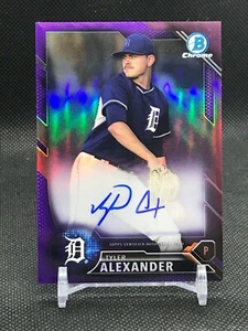 Bowman Chrome Prospect 2016 refractor púrpura automático Tyler Alexander Tigers #/250 - Imagen 1 de 3