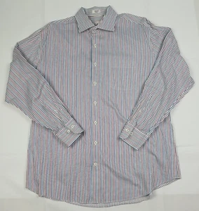 Camisa de manga larga a rayas multicolor Peter Millar para hombre 100 % algodón XL - Imagen 1 de 11