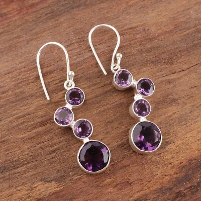 Amethyst Gemstone 925 Sterling Silver Earring Handmade jewelry Earring Gift For - Image 1 of 3