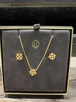 Julie Vos SoHo  Necklace And Ear Rings. 24 Kt Gold Plate. - Image 1 of 4