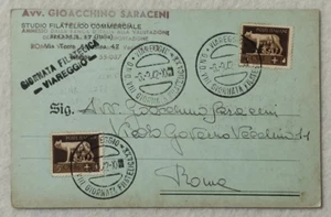 CARTOLINA OND VIAREGGIO LUCCA GIORNATA FILATELICA PRIMO GIORNO 6/9/1942 FASCISMO - Picture 1 of 7
