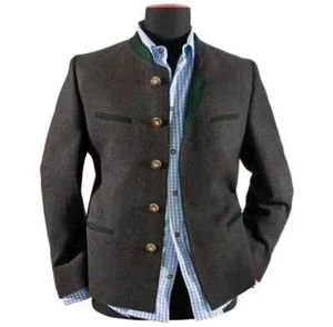 Men’s Charcoal grey Tyrol Loden Trachten German Bavarian Jacket 50" Chest Short. - Picture 1 of 3