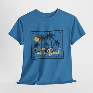 Miami Beach South Beach Unisex Heavy Cotton Tee T-Shirt 'Fun Sun' - Picture 1 of 118