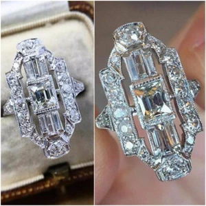 Anillo Relleno de Plata 925 Elegante Circón Cúbico Salpicado Boda Regalo Talla 6-10 - Imagen 1 de 5
