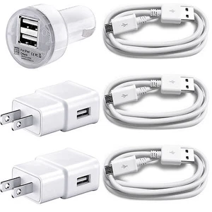 Micro USB Cable+Car Wall Charger FOR SAMSUNG GALAXY S3 S4 S5 S6 S7 NOTE 2 3 4 5 - Picture 1 of 4