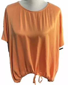Camicia Catherine Gee 100% seta gioiello tono corallo maniche corte disegno orlo S - Foto 1 di 8