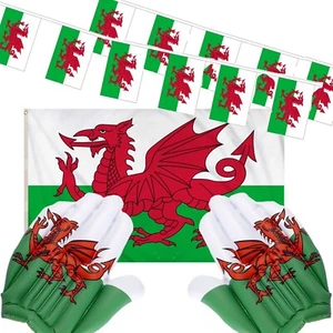 Walisische Flagge Wimpelkette aufblasbar Hand Wales Pack Six Nations Cymru St Davids Rugby - Bild 1 von 4