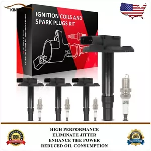4 Ignition Coils & Iridium Spark Plugs Kit For Audi A8 Quattro 2000-2002 4.2L - Picture 1 of 12