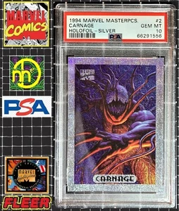 1994 Marvel Masterpieces - Silver Holofoil - #2 Carnage - PSA 10 GEM MINT - Picture 1 of 4