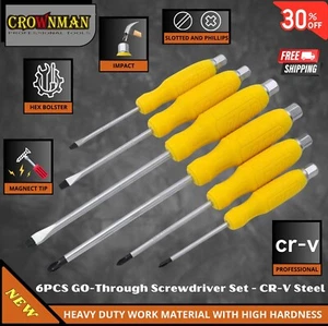 6-Piece Magnetic Screwdriver Set - Heavy Duty CR-V - 3 Phillips & 3 Flathead - Picture 1 of 22