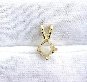 14Kt Yellow Gold 6mm Round Prenotched Gemstone Gem Stone Pendant Mounting - Picture 1 of 2