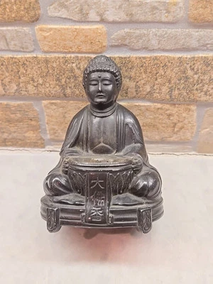 Estátua/figura/figura de Buda antiga japonesa/japonesa ornamentada em metal - Imagem 1 de 4