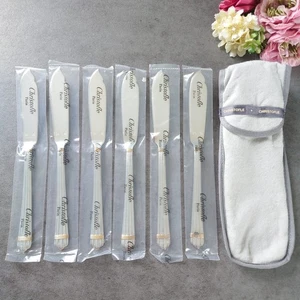 Christofle Aria Goldring Fish Knife 6pcs Silverplate With Gold Accents Brand New - Picture 1 of 19