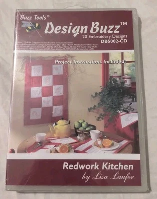 Lisa Laufer Buzz Herramientas Diseño 20 Diseños Bordados Redwork Cocina CD Nuevo B10 Foto 1 de 2