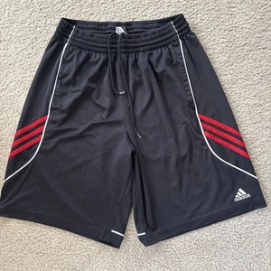 Pantalones Cortos de Baloncesto Adidas De Colección Para Hombre Medianos Negros Rojos 3 Tiras Poliéster Y2K - Imagen 1 de 11