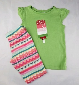 Gymboree Little Girls Size 8 Outfit 2pc Top & Bottoms Cotton Ice Cream Popcycle - Picture 1 of 7