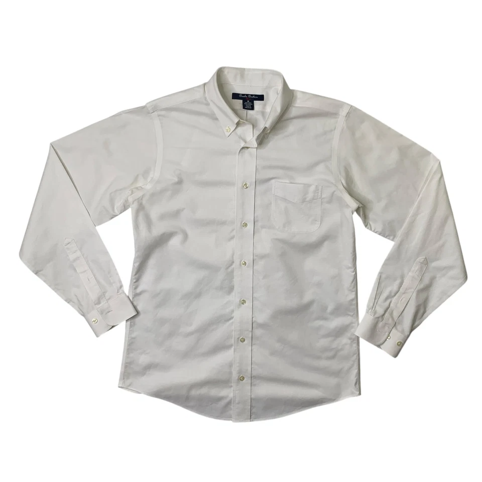 Camisa Brooks Brothers Niños Adolescentes 18 Blanca Supima Sin Hierro Abotonada Manga Larga Foto 1 de 4