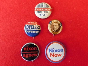 5 Vintage Political Pins - Picture 1 of 7