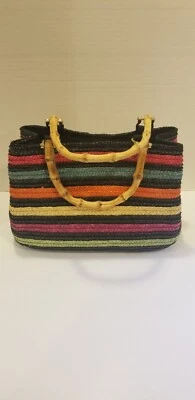 CROFT & BARROW Womens Purse Straw Handbag Bamboo Handles EUC - Image 1 of 4