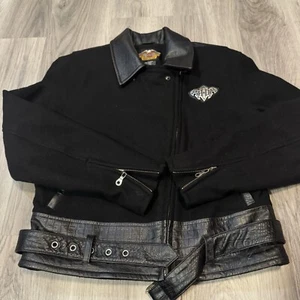 Harley-Davidson Women’s Medium Wool/Leather Motorcycle Jacket With Belt - Bild 1 von 7