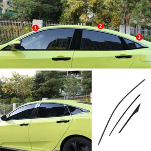 For Honda Civic 2016-2020 Window Upper Molding Trim Decoration Strips 6PCS Black - Picture 1 of 6