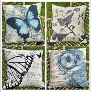 Butterfly & Owl Print Cushion Retro pillow New Home Gift Sofa Chair Home Decor - Picture 1 of 5
