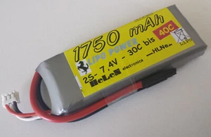 Akkupack Lipo Pack 2S - 7,4V mit 1750mAh -30C - für Hubschrauber + Flugzeug - Bild 1 von 4