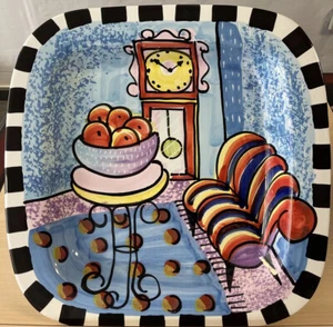 PIER ONE IMPORTS HANDPAINTED ITALIAN POTTERY PLATTER CRAFTED & SIGNED C.Jortini - Picture 1 of 3