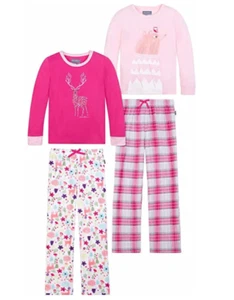 NEW Eddie Bauer Youth Girl's 4 Piece Long Sleeve PJ Sleep Set Size Large 14/16 - Picture 1 of 1