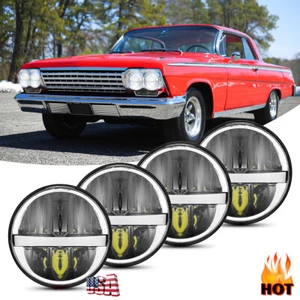 Ajuste 1962-1976 para Chevy Impala 4 piezas 5 3/4 5,75" LED halo faro haz alto/bajo DRL - Imagen 1 de 12