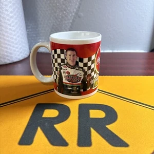 Coca Cola NASCAR Bobby Labonte 18 Checkered White Black & Red Coffee Cup / Mug - Picture 1 of 7