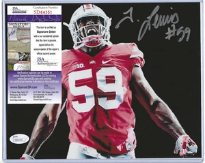 Foto de fútbol americano firmada por los Colts Tyquan Lewis Buckeyes 8x10 (certificado de autenticidad de debut de la firma JSA) - Imagen 1 de 4