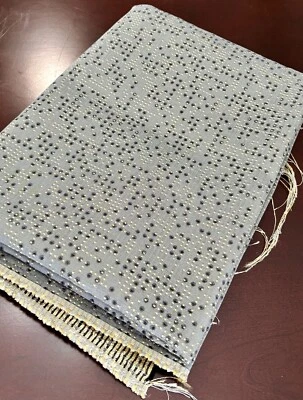 Jacquard Upholstery Fabric Remnant Dusty Green & Gold Dots Geometric 60" x 40" - Image 1 of 4