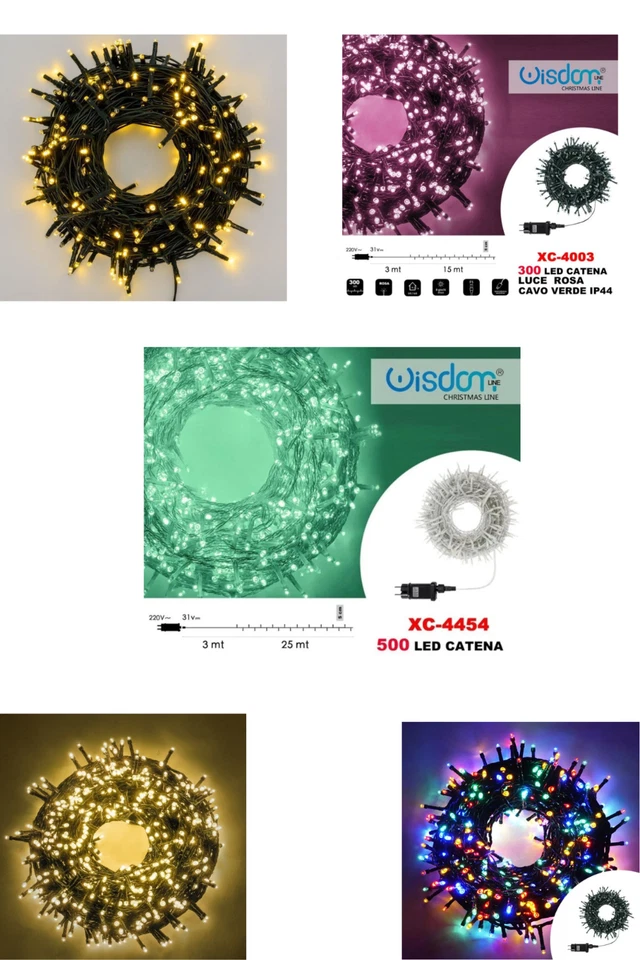 Luci di Natale Catena luminosa per esterno LED vari colori disponibili WISDOM - Immagine 1 di 1